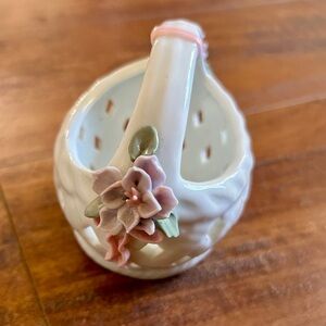 Vintage Floral Ceramic Trinket Basket Easter